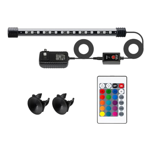 LED Aquarium Light with IP68 Waterproof and Memory Function Submersible Fish Tank Light with Remote and 16 Colors 11 Inches Brightness Adjustable Underwater Light Bar for Fish Tank Aquarium - size: 11 inch (With Remote Control)