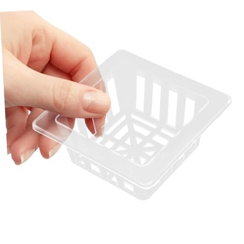 Toyvian 20pcs Transparent Square Hydroponic Mesh Pots for Planting Root Stabilizer Tool for Vegetables Flowers Herbs Material Efficient Drainage System