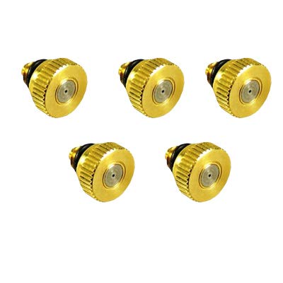 Micro-Mist Nozzle- Garden & Patio Misting System, Cooling Brass Nozzles with 0.012 Inch Size & 10/24 Inch Thread (Pack of 5) - size: Pack of 5