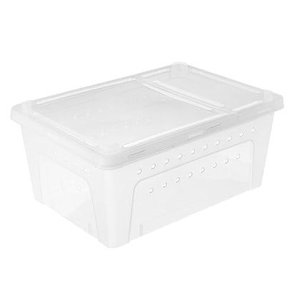 Toddmomy 1Pc Plastic Transparent Feeding Box for Reptiles Durable Container for Snakes Geckos Tortoises and Pets for Transport and Habitat White