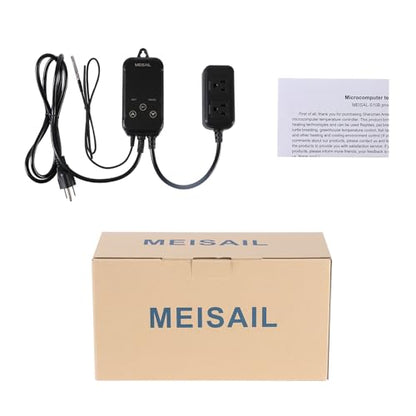 Digital Temperature Controller 2-Stage Outlet Thermostat | Heating and Cooling Mode, Carboy Homebrew Fermenter, Greenhouse Terrarium, 110V 10A, S10B-B