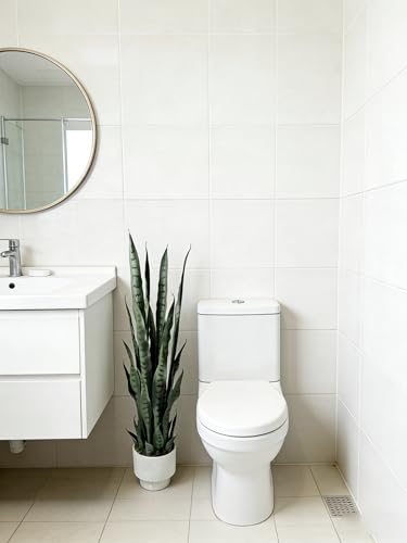 Dayuleaf 3 ft Artificial Sansevieria Plant with White Decorative Pot, Realistic Faux Snake Plant, Green with Dark Green Horizontal Stripes