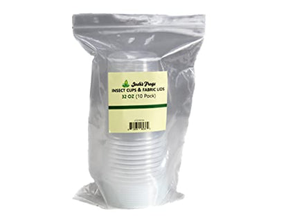 Josh's Frogs 32 oz Fruit Fly Cup and Fabric Lid - 10 Pack - size: 10 Count (Pack of 1), style: Fabric Lid