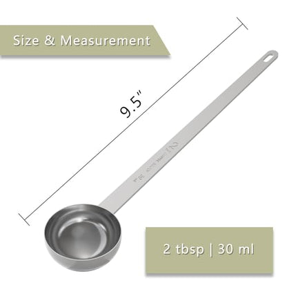 2PCS Extra Long Handle Coffee Scoop, 2Tbsp(30ml) Measuring Spoon | 9.5” Length, Food-Grade Stainless Steel, Accurate Measurement, Dishwasher-Safe, Engraved Marking, Coffee Ritual Essential - size: 2tbsp