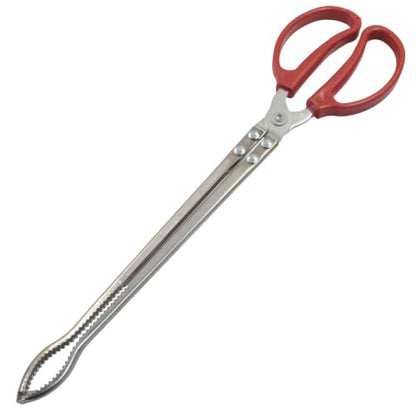 15 Inch Snake Feeding Tongs, Curved Tip, Red | Snake Enclosure Accessories, Long Tweezers, Stainless Steel, Non-Slip Handle, For Reptile, Aquarium, Fish Tank - size: 14.6In