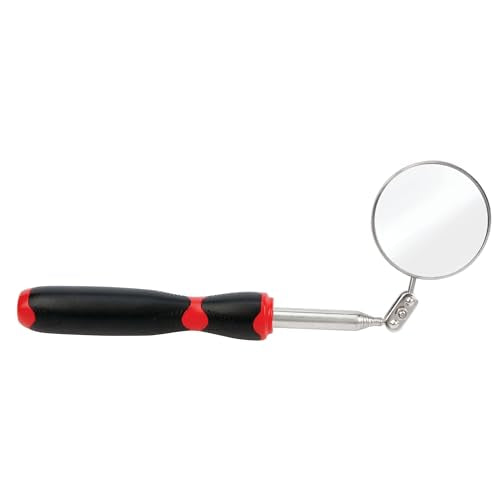 Performance Tool W9124 2 in. Jr Jumbo Telescoping Inspection Mirror | Mechanics mirror for car inspection. Extends from 10 inches to over 3 feet. Double ball joint swivel - size: Round Inspection Mirror |Extends: 10 to 36"