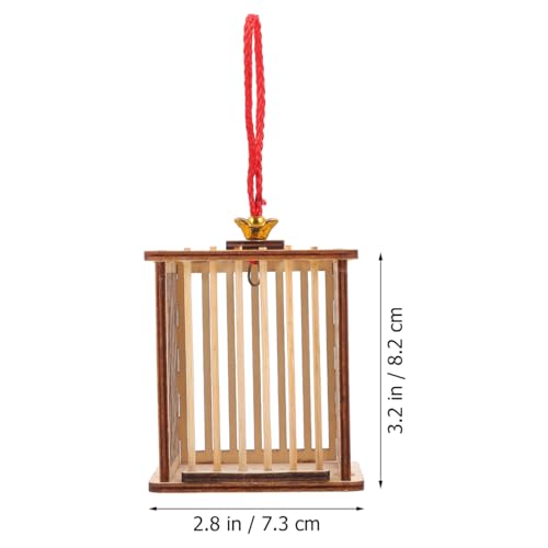 Balacoo Wooden Cricket Cage 6.3In, Hanging Reptile Habitat with Chinese Knot for Grasshoppers & Spiders, Ventilated Breeding Box for Indoor/Outdoor Use