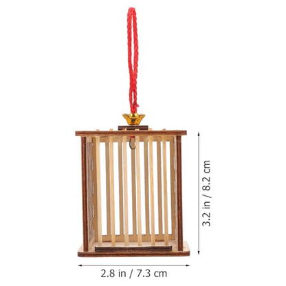 Balacoo Wooden Cricket Cage 6.3In, Hanging Reptile Habitat with Chinese Knot for Grasshoppers & Spiders, Ventilated Breeding Box for Indoor/Outdoor Use