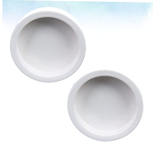 GALPADA 2Pcs Thicken Ceramics Reptile Food Dish Round Escape Feeding Bowl for Lizards Safe Space Saving Water Storage Basin Easy to Clean Reptile Supplies White