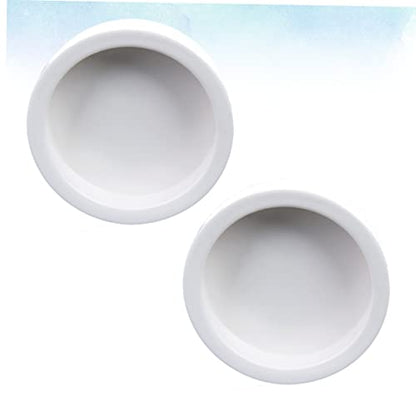 GALPADA 2Pcs Thicken Ceramics Reptile Food Dish Round Escape Feeding Bowl for Lizards Safe Space Saving Water Storage Basin Easy to Clean Reptile Supplies White