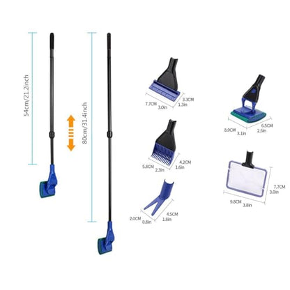 Fish Tank Cleaner Kit Detachable Algae Scraper Set | Aquarium Glass Tank Cleaning Kit for Turtles Reptile Betta Terrarium Wall Home