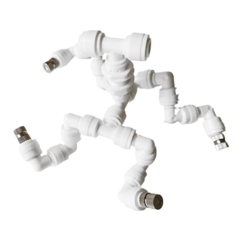 Reptile Adjustable Watering Fogger Mister With Quick-attach Nozzle（0.3mm) Connect With 1/4'' Pipe 1/2/3/4 Head(4-Head Black) - color: 4-Head Black