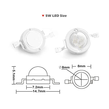 CHANZON 10 pcs High Power Led Chip 5W Green | (600mA - 700mA / DC 6V - 7V / 5 Watt) Super Bright Intensity SMD COB Light Emitter Components Diode Bulb Beads DIY Lighting - color: G) Green