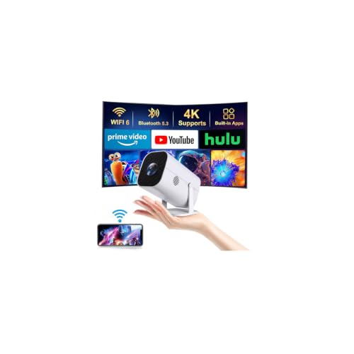 Mini Projector with Wifi and Bluetooth, Built-in Apps,Movie Projector | Electric Focus Portable Projector, 1080P Video Projector for Bedroom, Supports Smartphone/TV Stick/iPad/PS5/Laptop/HDMI/USB