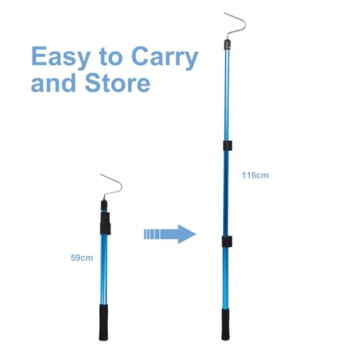 Snake Catcher Tool: Reptile Hook for Snakes and Rice EEL - 19.7-45.7in Folding Grabber with Non-Slip Grip Handle for Field Herping and Home Safety