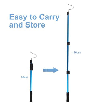 Snake Catcher Tool: Reptile Hook for Snakes and Rice EEL - 19.7-45.7in Folding Grabber with Non-Slip Grip Handle for Field Herping and Home Safety