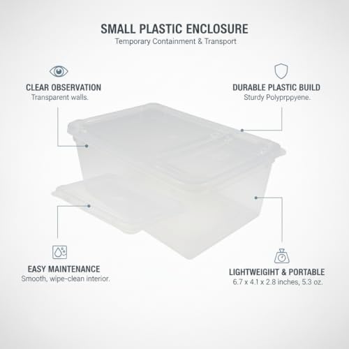 Small Plastic Terrarium Container, Clear PP Habitat Box for Reptiles & Amphibians, 6.7 x 4.1 x 2.8 Inches, White
