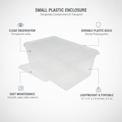 Small Plastic Terrarium Container, Clear PP Habitat Box for Reptiles & Amphibians, 6.7 x 4.1 x 2.8 Inches, White