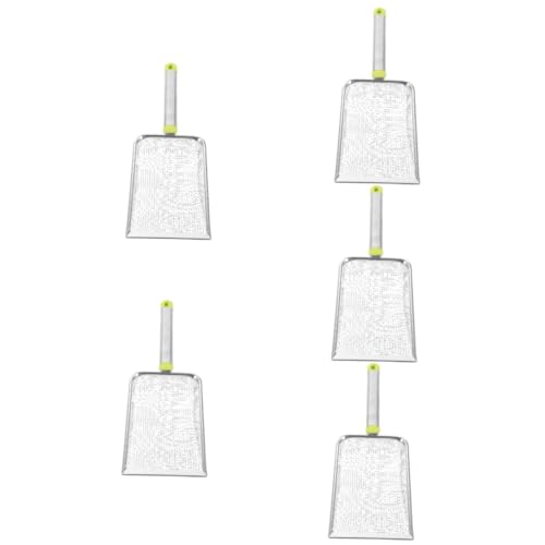 Happyyami 5pcs Stainless Steel Cat Litter Scoop Mesh Poop Shovel for Effortless Cleaning for Litter Boxes and Reptile Terrariums Convenient Design Fine for Easy Sifting - color: Silverx5pcs, size: 28.50X10.00X5.00CMx5pcs