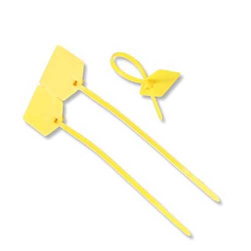 100PCS Yellow Self Locking Nylon Waterproof Shipping Tags | Writable Marker Ties Luggage Identification Tags, Plastic Straps Label Mark Tag, Seal Tags Zip Tie for Labeling - color: Yellow