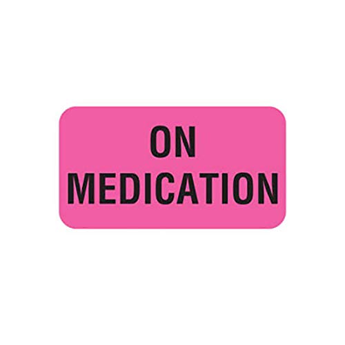 Tabbies V-AN275 On Medication Veterinary Labels, 560 Count, Fluorescent Pink, 1-5/8 x 7/8 Inch, Self-Adhesive Vet Care Instruction Stickers for Animal Charts - size: 1-5/8" x 7/8", 560 Count (Pack of 1), style: ON MEDICATION