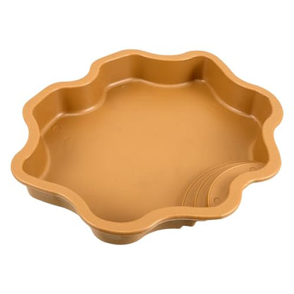 POPETPOP Reptile Bathing Pool and Food Basin Plastic Turtle Tray Lizard Soaking Bowl Brownish Yellow Terrarium Accessory for Gecko and Turtle Habitat