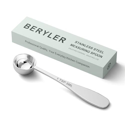 1PCS 1TSP(5ML) Measuring Spoon, 18/8(304) Stainless Steel Tablespoon | Precise, Food-Grade, ‌Rust-Free, Sturdy & Durable, Dishwasher-Safe - size: 1 tsp | 1/3 tbsp | 5 ml | 1/6 oz