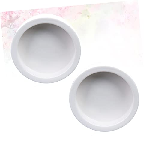 Kisangel 2pcs Reptile Food and Water Storage Bowls Thicken Ceramics Lizard Feeder Set Round Design for Reptiles Easy to Clean Stable Base White