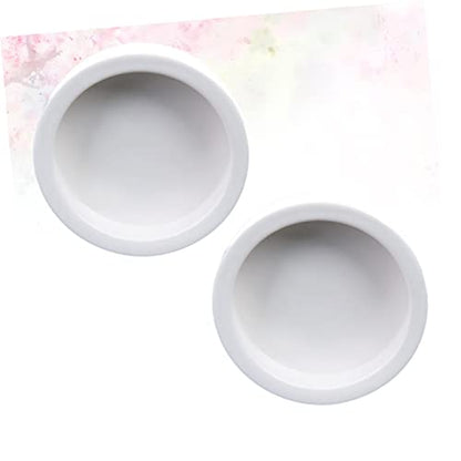 Kisangel 2pcs Reptile Food and Water Storage Bowls Thicken Ceramics Lizard Feeder Set Round Design for Reptiles Easy to Clean Stable Base White