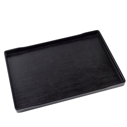 OMEM Reptile Bowl Large Food and Water Dish Enough Space Also Fit for Bath Simulated Wood Grain Surface (XL, Black) - color: Black, size: XL