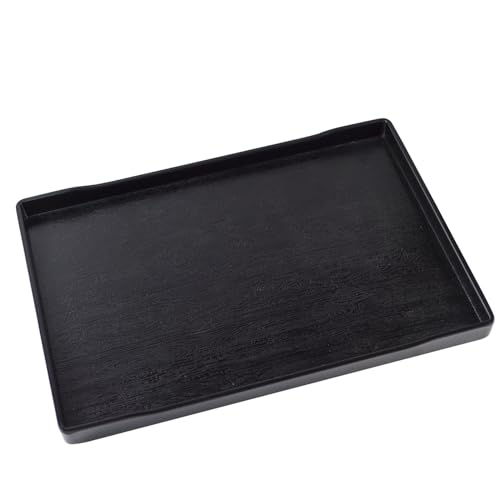 OMEM Reptile Bowl Large Food and Water Dish Enough Space Also Fit for Bath Simulated Wood Grain Surface (XL, Black) - color: Black, size: XL
