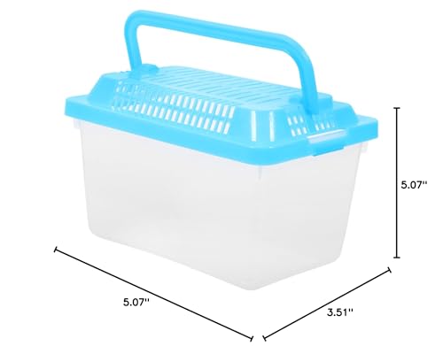 Portable Fish Tank 5.1X3.5X5.1 Inch - Handheld Aquarium Transparent Turtle Box - Plastic Pet Hamster Carrier Travel Reptile Terrarium Random Color