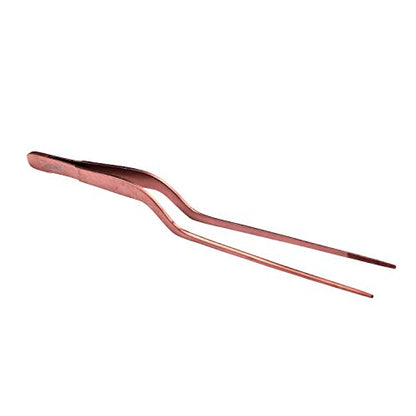 O'Creme 8 Inch Rose Gold Stainless Steel Precision Kitchen Culinary Offset Tweezer Tongs - color: Rose Gold, size: 8" Offset