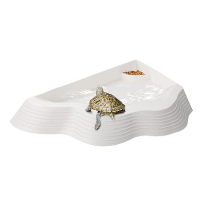 Reptile Pool Anti-Slip Tortoise Water Bowl with Ramp | Reptile Soaking Tray Bath Pool Basins for Gecko Snake Bearded Dragon