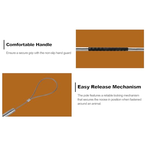 45"-59" Animal Control Pole Dog Catch Rod Noose Holder Tool for Medium Large Wildlife Handling Dogs Feral Cat Raccoons Hog Pig Fox Coyote Bulldog Wolf Goat - size: 59-inch
