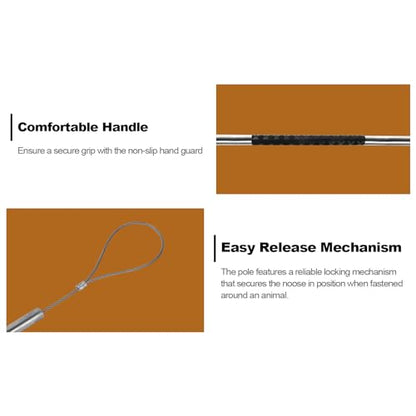 45"-59" Animal Control Pole Dog Catch Rod Noose Holder Tool for Medium Large Wildlife Handling Dogs Feral Cat Raccoons Hog Pig Fox Coyote Bulldog Wolf Goat - size: 59-inch