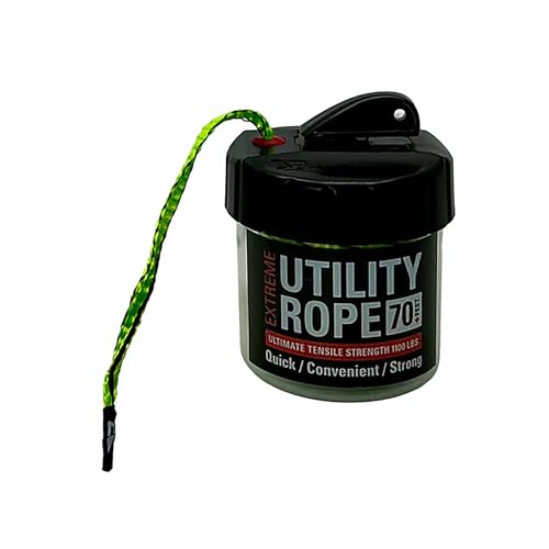Rapid Rope Canister, 70ft Neon Green Tactical Paracord, 1100lb Test, USA | Heavy Duty Poly Rope Test Cord, Non-Tangle Dispenser Included, For Hiking, Camping, Survival, Utility, Stocking Stuffer, Gift - size: 70ft, style: Neon Green