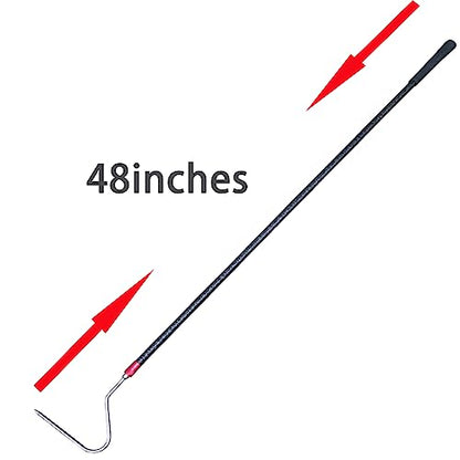 48'' High-Carbon Snake Hook Catcher Stick Tongs Grabber Reptile Pick-up Handling Tools for Catching,Moving Snakes or Hunting Game Finders