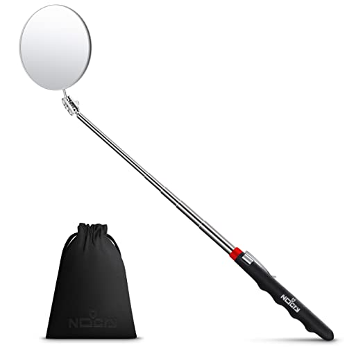 NoCry Heavy Duty Telescoping Inspection Mirror — 3.23 Inch Round Mirror on a Stick; 2-in-1 Storage Pouch; Extendable Mirror up to 30in; Non-Slip Handle; 360° Inspection Mirror Telescoping Swivel Head - style: Telescoping Inspection Mirror