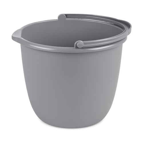 10 Qt. Spout Pail – Classic Titanium Plastic Utility Bucket with Comfortable Handle, Durable Multi-Purpose Pail for Household Cleaning & Storage