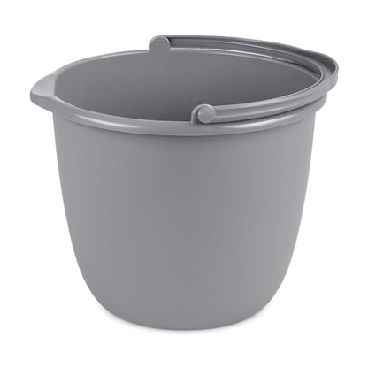 10 Qt. Spout Pail – Classic Titanium Plastic Utility Bucket with Comfortable Handle, Durable Multi-Purpose Pail for Household Cleaning & Storage