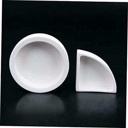 GALPADA 2Pcs Thicken Ceramics Reptile Food Dish Round Escape Feeding Bowl for Lizards Safe Space Saving Water Storage Basin Easy to Clean Reptile Supplies White