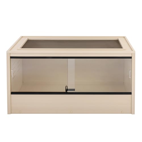 New Age Pet ECOFLEX 48" Wide Large Reptile Habitat, Mojave Lounge for Snakes, Tortoises & Lizards in Maple, Black & Grey, Easy Assembly, Sliding Glass Doors & Mesh Top - color: Tan, size: Large