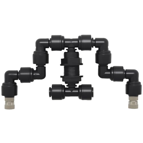 Reptile Misting Spray Nozzle for Rainforest Tank Pet Cooling Adjustable Reptile Nozzle Fogger Mist Sprinkler for Full Water Coverage, Replacement Micro Spray Nozzles (Dual Head, 360 Degree Adjustable) - color: black