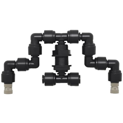 Reptile Misting Spray Nozzle for Rainforest Tank Pet Cooling Adjustable Reptile Nozzle Fogger Mist Sprinkler for Full Water Coverage, Replacement Micro Spray Nozzles (Dual Head, 360 Degree Adjustable) - color: black