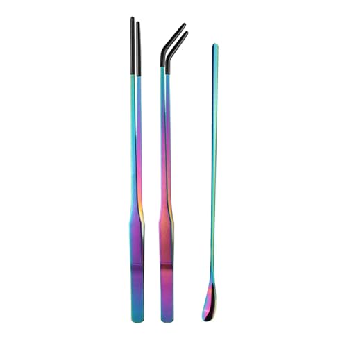 Reptiles Feeding Tongs Clamp Long Nonslip Coated Stainless Steel for Safe Pet Food Handling Pet Feeding Spoon - color: Feeding spoon color titanium