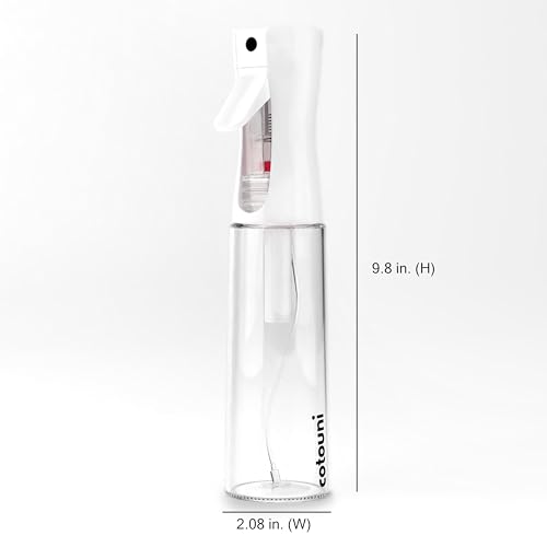 Continuous Spray Bottle for Hair Care, Hydrating Skin Care | Plant Mister or Squirt Bottle for Ironing and Cleaning, 10.1 fl oz/300 mL Clear Glass, 9.8"(H) x 2.08"(W)
