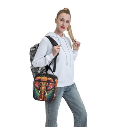 Mandala Elephant Art Adult Insulated Lunch Bag, Portable Thermal Cooler Tote With Pockets, Durable Polyester Lunch Box With Handle For Work, Office, Travel - color: Style 6