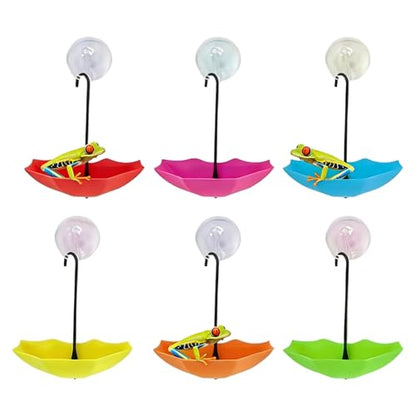 6-Pack Reptile Terrarium Decorations - Umbrella Shaped Frog Habitats with Suction Cups, Creative Climbing Platform & Feeding Dish for Tree Frog, Toad, Tadpole, Aquatic Pets