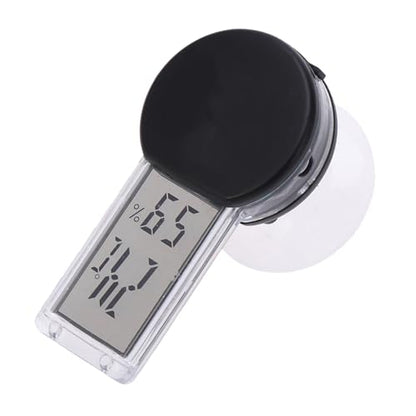 Healifty Suction Cup Thermometer Hygrometer for Reptile Terrariums Digital Temperature and Humidity with Celsius Display Portable Indoor Humidity Sensor for Bedroom and Home Use Black